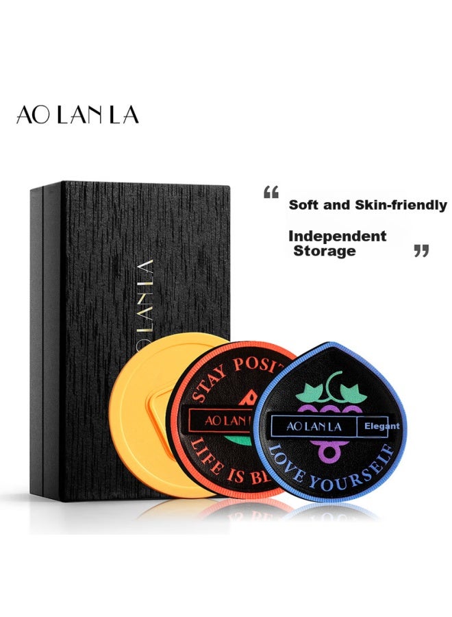 Aolanla Aurora Air Cushion Puff Set Thickened Super Soft Sponge Puff Dual-use For Dry And Wet Foundation Puff Independent 2 Pieces Pack