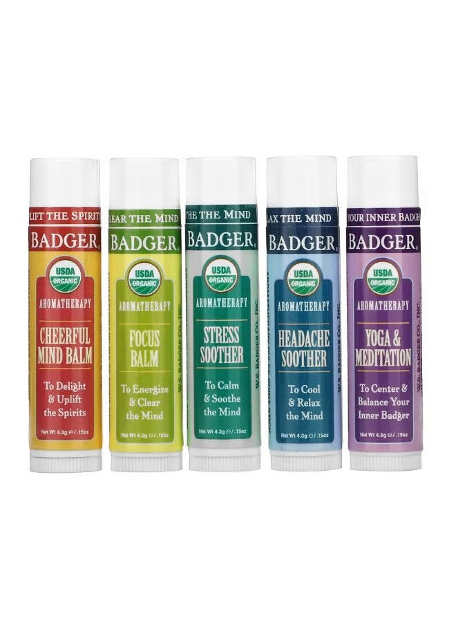 Badger Company - Organic Aromatherapy Travel Kit 5 Pack 0.15 oz 4.3 g EachBadger Company, Organic Aromatherapy Travel Kit, 5 Pack, 0.15 oz (4.3 g) Each By Badger Company - Image 1