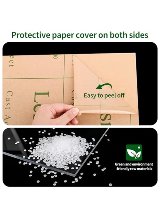 2 Pcs Clear Acrylic Sheet, 8" X 12" Plexiglass Sheet 1/8" Thick (3 mm) Clear Plastic Sheet, Transparent Acrylic Board For Sign Craft Photo Frame DIY Display Projects Glass Painting - Image 2