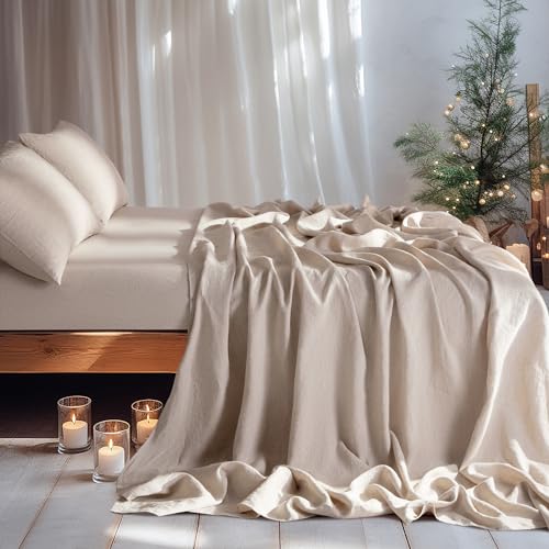 LBRO2M 100 Linen Sheet Set Deep Pocket Fit Up to 19 Bed Sheets Sets Natural Flax Beddings Soft Breathable Comfortable for All Year Round 4 Pcs Sheet Set Queen Linen - Image 1