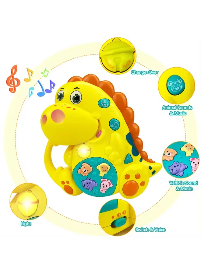 تولي لعبة ديناصور تفاعلية للأطفال – أضواء، موسيقى، أصوات الحيوانات والمركبات