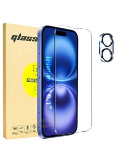 Hd Tempered Glass Screen Protector + Camera Lens Protector Kit for iPhone 16 6.1", [Shatterproof and Shockproof][9H Hardness][Bubble Free][Scratch Resistant] with Installation Tool (Boxed, 1+1 Pack)