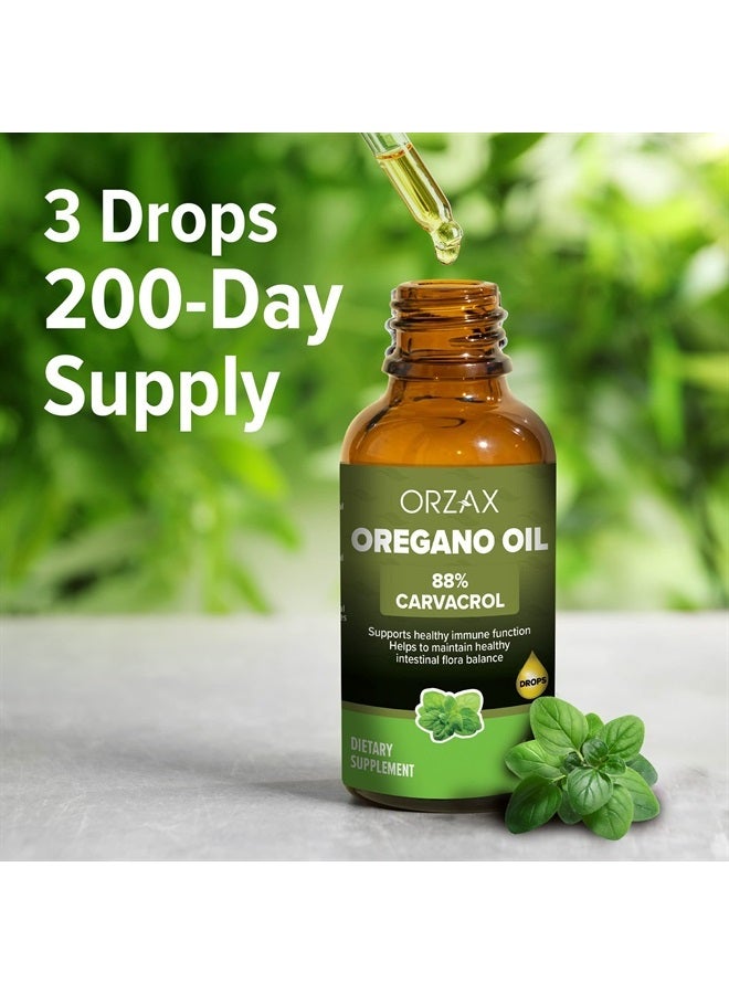 ORZAX قطرات زيت الأوريجانو، 1 أونصة سائلة (30 مل)، زيت الأوريجانو البري مع 88% كارفاكرول، يساعد في دعم المناعة، إمداد لمدة 200 يوم - Image 2