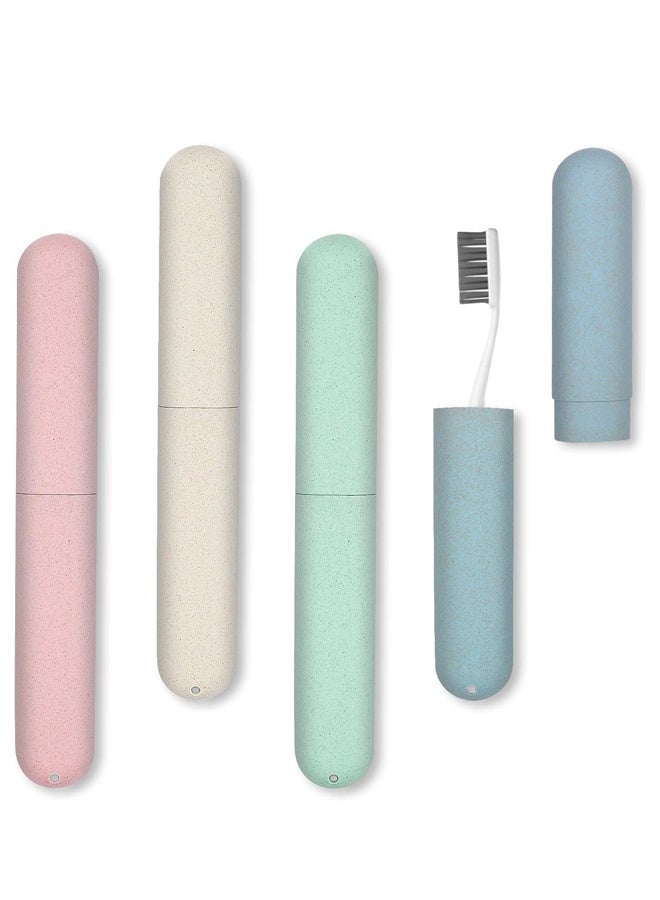 4 Pack Travel Toothbrush Case, Dust-Proof Plastic Toothbrush Holders for Travel Camping Trips School Home(4 Colors) - Image 1