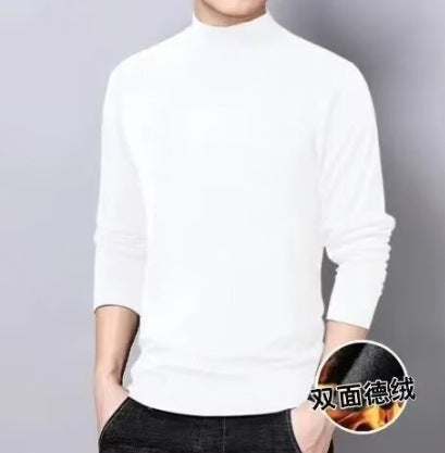 Mens Work Wear Semi-high Collar Base Shirt Mens Autumn Winter Long-sleeved T-shirt Thermal Underwear Inner Autumn Jacket Cotton Green - Image 4