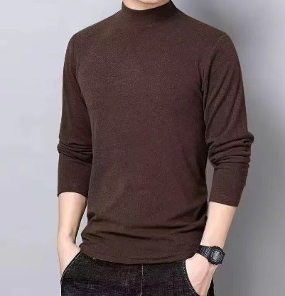 Mens Work Wear Semi-high Collar Base Shirt Mens Autumn Winter Long-sleeved T-shirt Thermal Underwear Inner Autumn Jacket Cotton Green - Image 3
