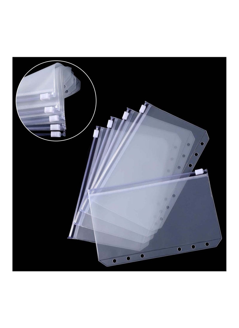 SYOSI - Binder Pockets A6 Size 6 Holes Zipper Folders for 6-Ring Notebook Loose Leaf Bags Waterproof PVC Pouch Document Filing Cash Budget Envelopes 15Pcs - Image 1