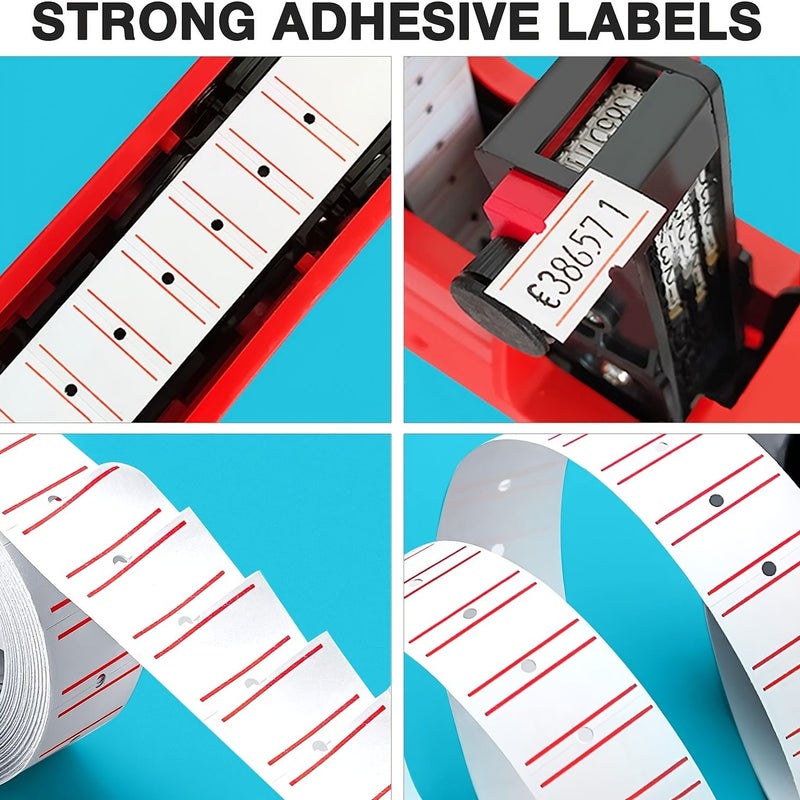 Orange Single Row Price Tags for Supermarket Adhesive Pricing Paper Labels - Image 3