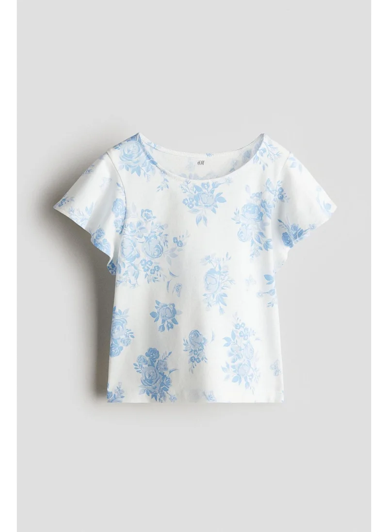 اتش اند ام Flutter-sleeved cotton top