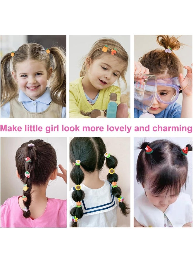 Bluezoo 60Pcs Baby Hair Ties, Cute Cartoon Small Hair Ties for Toddlers Little Girls, Colorful Elastic Pony Tails Hair Bands 0.8inch Dia, No Damage Seamless Soft Hair Accessories, Kids Gift, BlueZOO - Image 4