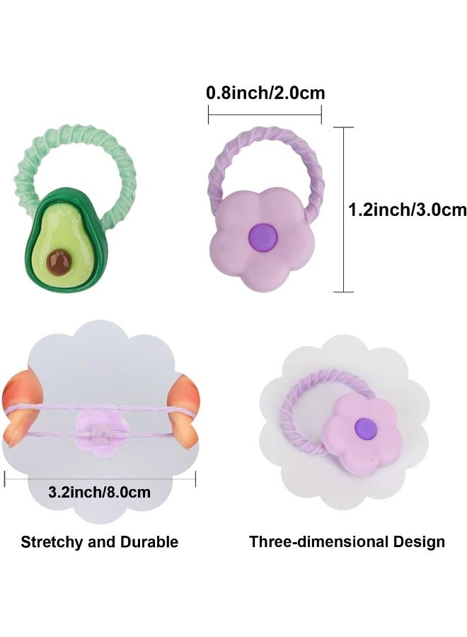 Bluezoo 60Pcs Baby Hair Ties, Cute Cartoon Small Hair Ties for Toddlers Little Girls, Colorful Elastic Pony Tails Hair Bands 0.8inch Dia, No Damage Seamless Soft Hair Accessories, Kids Gift, BlueZOO - Image 2