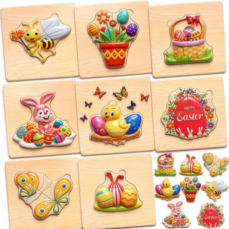 Faburo Wooden Puzzles for Toddlers 13 8pcs Shapes Insect Animal Themed Montessori Toys for 1 Year Old Learning Educational Preschool Toys for Boys Girls - Image 2