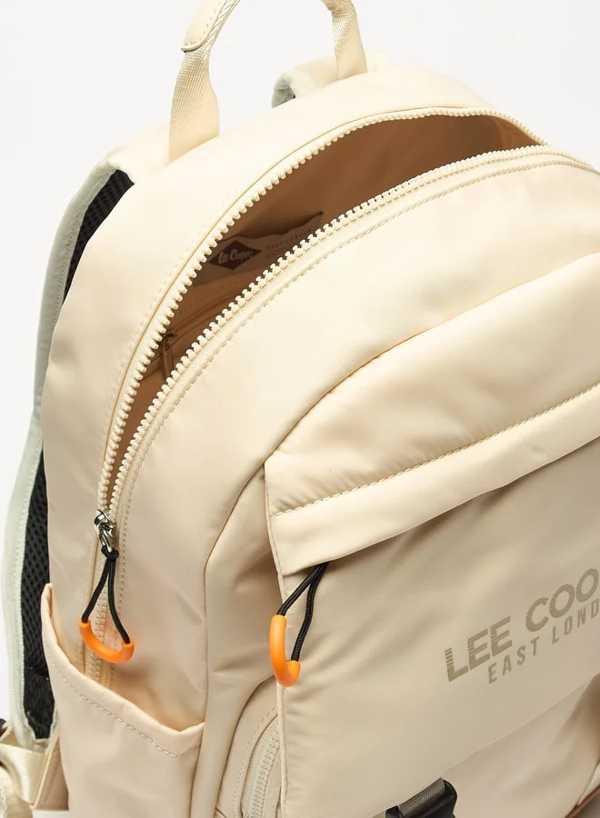 Lee Cooper Logo Print Backpack with Adjustable Straps and Zip Closure