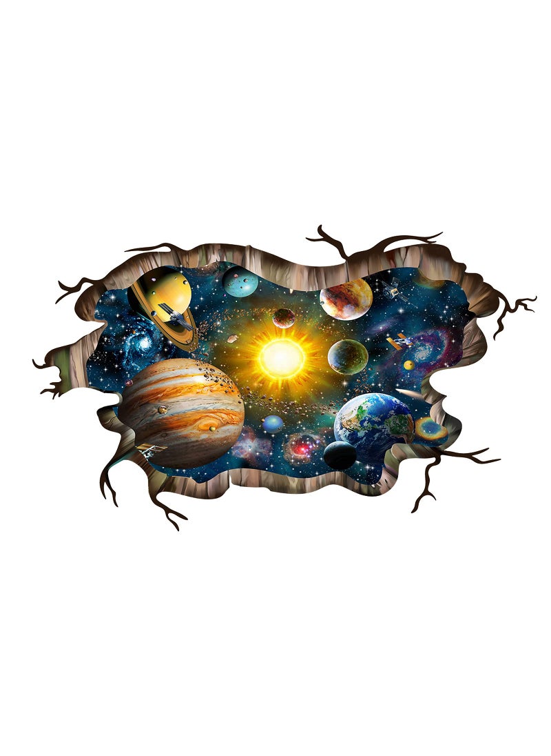 DILIBRA 3D Broken Cosmic Galaxy Wall Decals Magic Milky Way Outer Space Planet Wall Stickers Creative Stars and Solar System Wallpaper for Kids Boys Floor Ceiling Living Room Bedroom Home Decor 