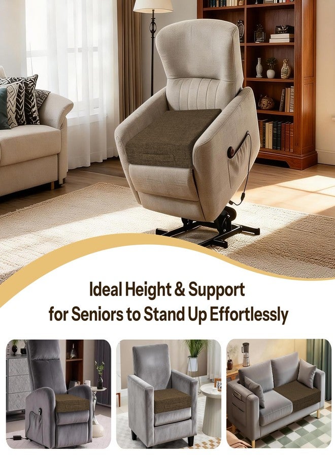 FlyGulls Recliner Cushions for Elderly 20X20X4 Inch Thick Seat Cushion for Recliner Chair with Non-Slip Bottom and Washable Cover Square Chair Cushions for Couch, Armchair, Floor (1, Brown) - Image 3