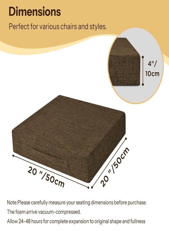 FlyGulls Recliner Cushions for Elderly 20X20X4 Inch Thick Seat Cushion for Recliner Chair with Non-Slip Bottom and Washable Cover Square Chair Cushions for Couch, Armchair, Floor (1, Brown) - Image 2