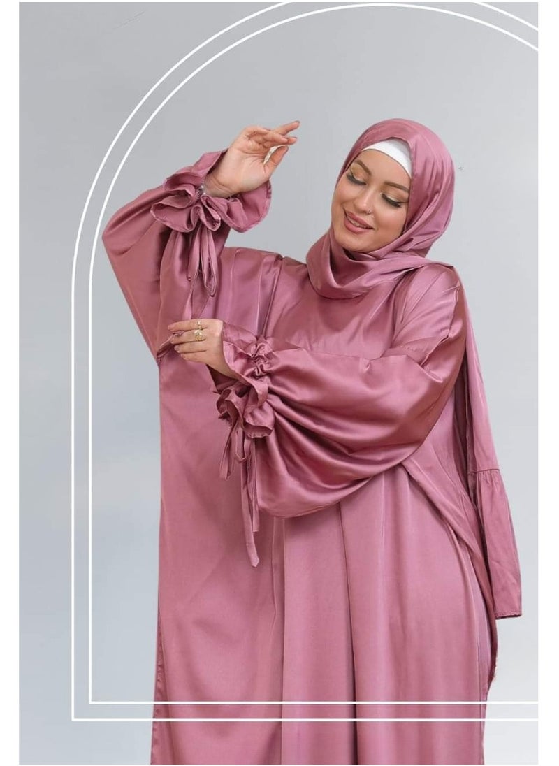Generic - Isdal Prayer with Attached Hijab Prayer Set for Women Satin Silk Imported Abaya with Colors Delightful Size from 65 to 120 Kilo one size - Image 1