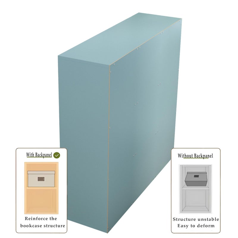 OSCHF 9-Cube Storage Shelf Bookcase - Wooden 3-Tier Floor Standing Open Bookshelf for Home and Office, Display Cabinet, Light Blue - Image 3