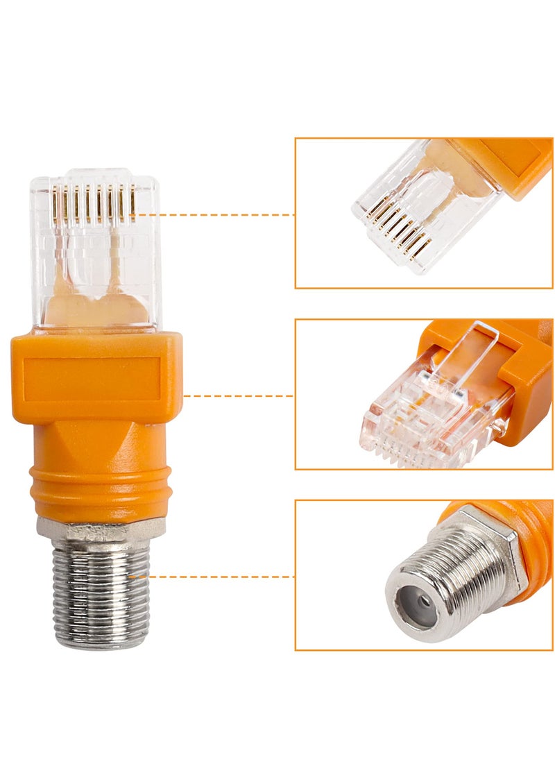 Excefore RF to RJ45 Converter, Coaxial to Ethernet Adapter, F Female to RJ45 Male Barrel Couplers, Straight Connector for Line Tester, 4PCS - Image 5