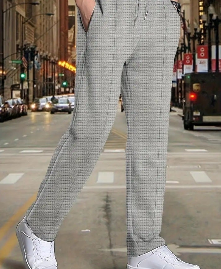 Amazon Independent Station European and American Foreign Trade 2024 Summer New Mens Waffle Drawstring Sports Casual Pants Men Apricot - Image 3