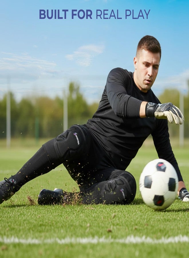 واقيات الركبة الرياضية من سبورتيدا - حشوة مقسمة مريحة للتدريب والمباريات، حماية متعددة الاستخدامات، تثبيت محكم، مقاسات للشباب والكبار، زوج واحد - Image 5