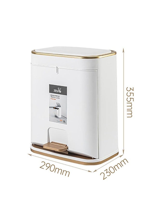 JCB CHIC - Pedal Trash Can, 12L Plastic Waste Bin with Press Lid & Foot Pedal, Large Capacity Garbage Bin for Kitchen Bathroom Bedroom Living Room, TG3990 - Image 1
