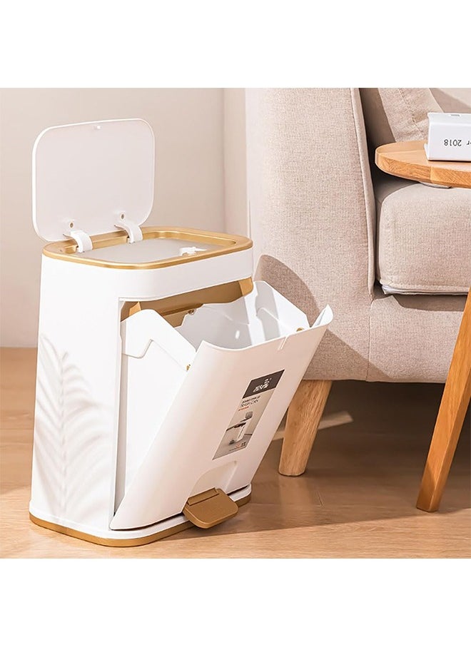 JCB CHIC - Pedal Trash Can, 12L Plastic Waste Bin with Press Lid & Foot Pedal, Large Capacity Garbage Bin for Kitchen Bathroom Bedroom Living Room, TG3990 - Image 1