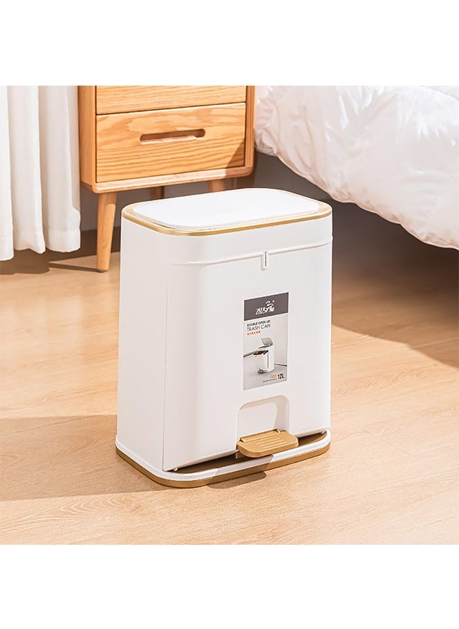 JCB CHIC - Pedal Trash Can, 12L Plastic Waste Bin with Press Lid & Foot Pedal, Large Capacity Garbage Bin for Kitchen Bathroom Bedroom Living Room, TG3990 - Image 1