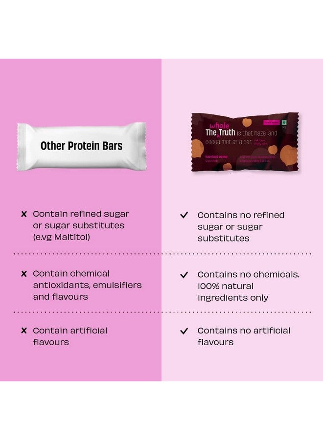 The Whole Truth Hazelnut Cocoa Protein Bar With 12G Protein (Pack Of 6) No Added Sugar No Added Flavour No Preservatives All Natural - Image 3