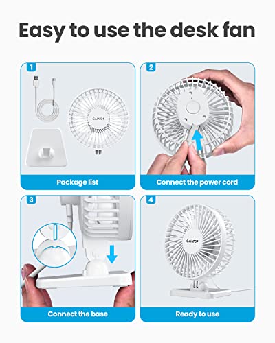 Gaiatop USB Desk Fan, Small But Powerful, Personal Portable Quiet 3 Speeds, Adjustable Mini Table Desktop fan for Cooling Home Office Car Summer Travel Gifts White - Image 4