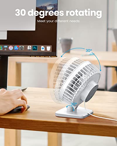 Gaiatop USB Desk Fan, Small But Powerful, Personal Portable Quiet 3 Speeds, Adjustable Mini Table Desktop fan for Cooling Home Office Car Summer Travel Gifts White - Image 5