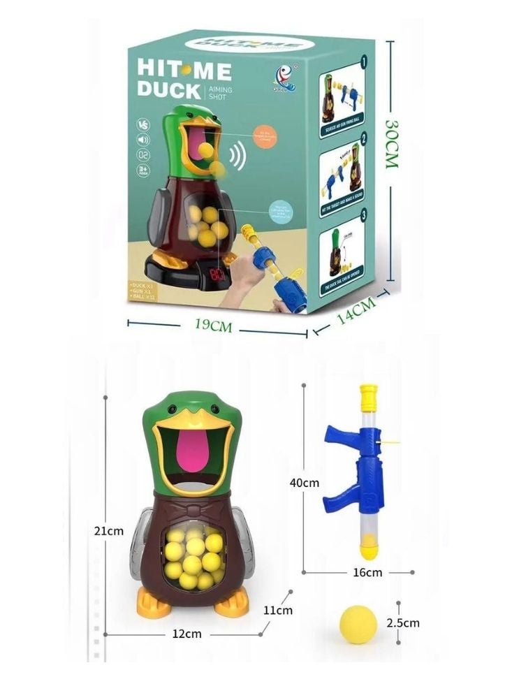 دك لعبة رماية البط الكهربائية مع مسدس هواء وكرات إسفنجية وشاشة عرض رقمية للنتائج، مجموعة رماية تفاعلية للأطفال - Image 4