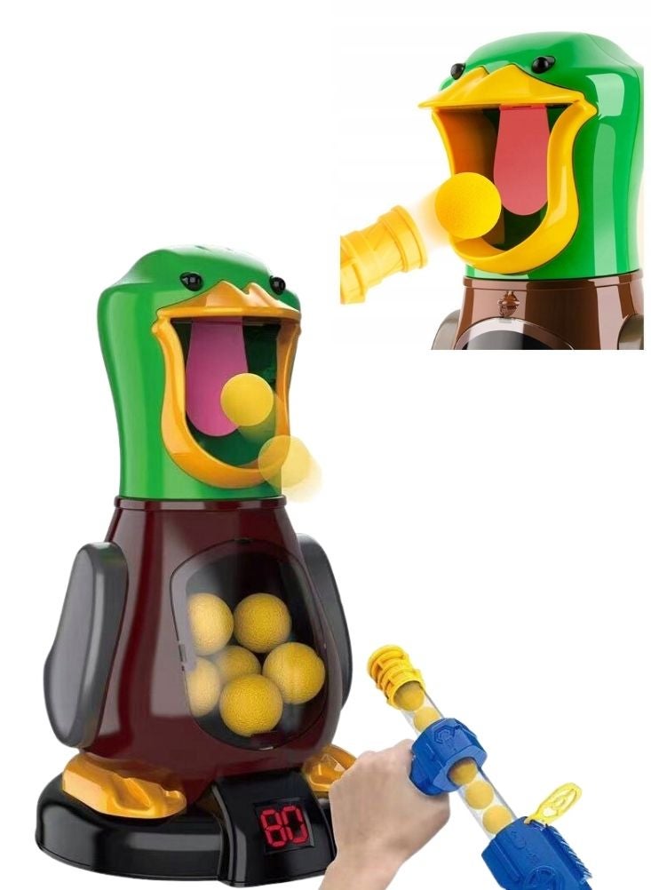 دك لعبة رماية البط الكهربائية مع مسدس هواء وكرات إسفنجية وشاشة عرض رقمية للنتائج، مجموعة رماية تفاعلية للأطفال - Image 5