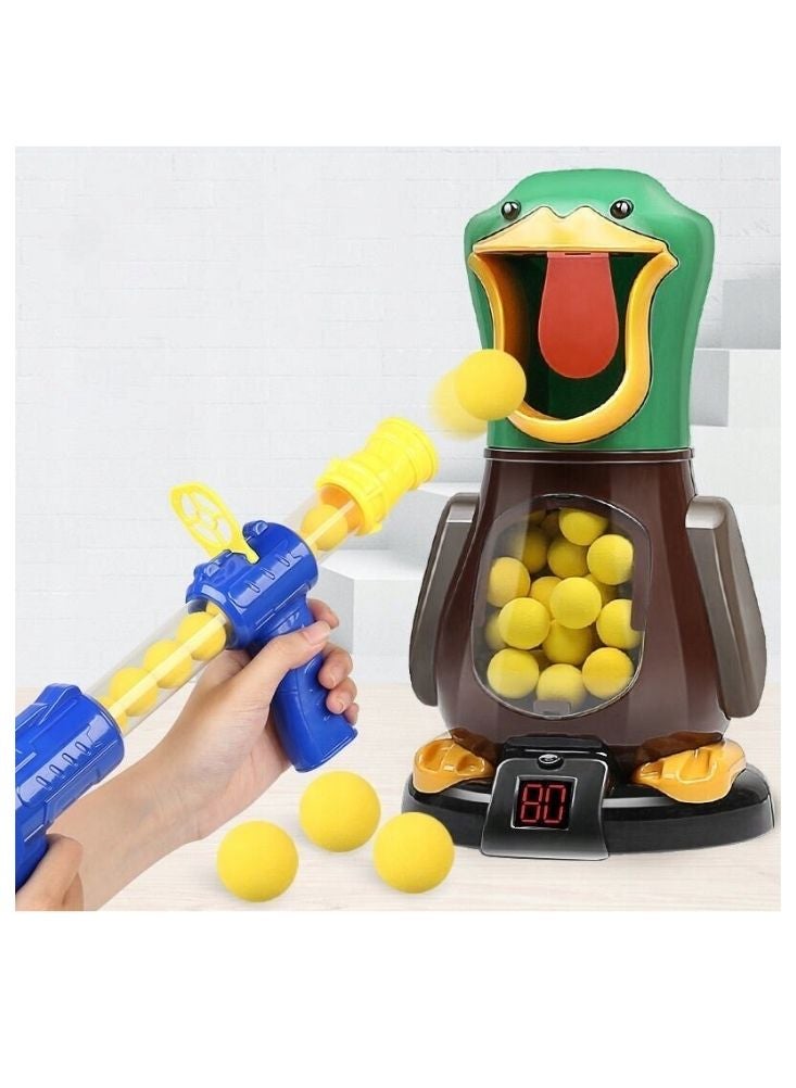 دك لعبة رماية البط الكهربائية مع مسدس هواء وكرات إسفنجية وشاشة عرض رقمية للنتائج، مجموعة رماية تفاعلية للأطفال - Image 2