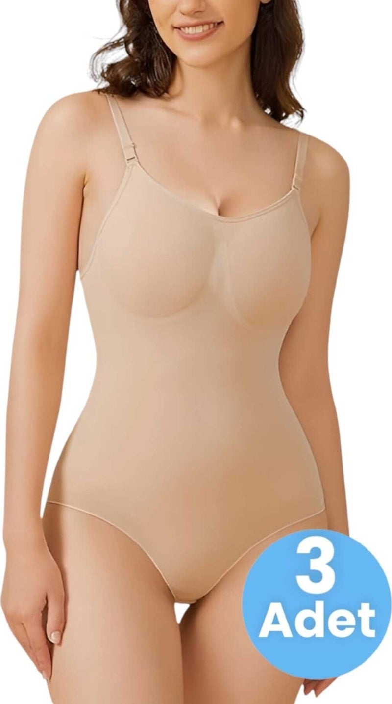 Tezzgelsin Women's Seamless Corrective Snap Rope Strap Slip Body Corset 3 Piece Set  - Image 1