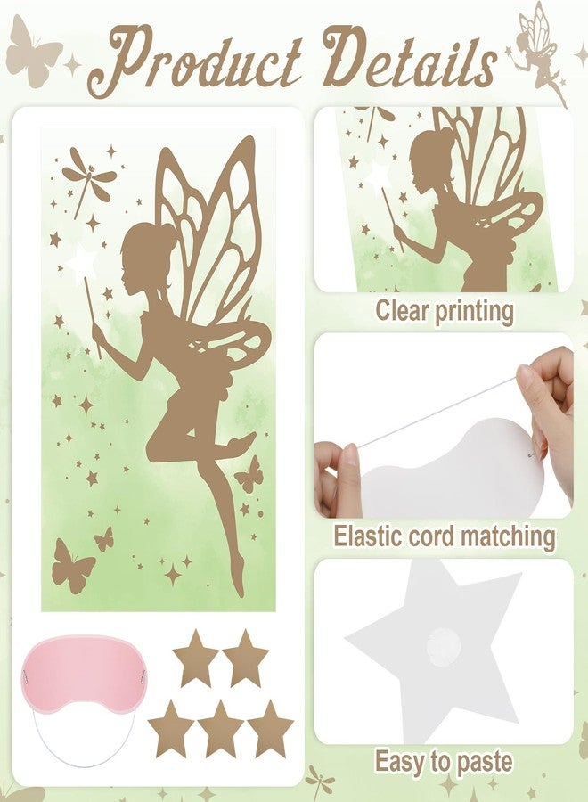 Poen Pin the Star Wand On the Fairy Game fairy birthday party decorations Angel Butterfly Poster with 5 Stickers Birthday Themed Party Favors Supplies Fun Activity Party Decorations Wall Decor - Image 3