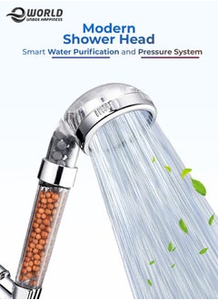 3-Mode High Pressure Shower Head with Ionic Function and Handheld Filter for Hair Loss Prevention and Clean Water.