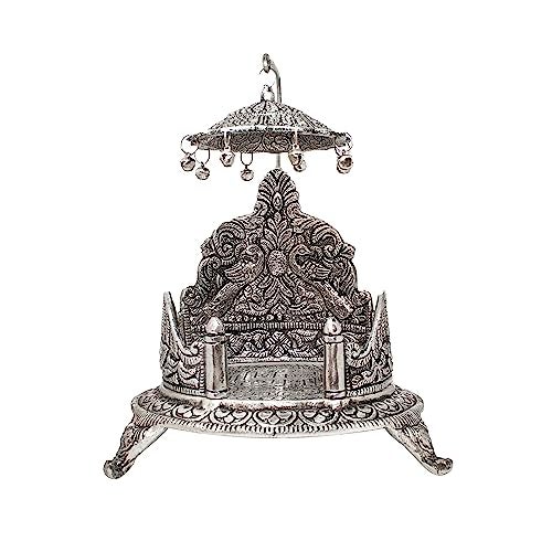 Swaha Singhasan | Round Silver Color Singhasanam for God Idols | Home Pooja and Decoration - Image 1