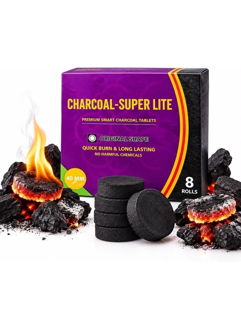 Charcoal Super - Lite For Bakhoor- Smart Charcoal Tablets - Bakhoor Coal 40 mm- 80 Pcs (8 Rolls) - Image 2