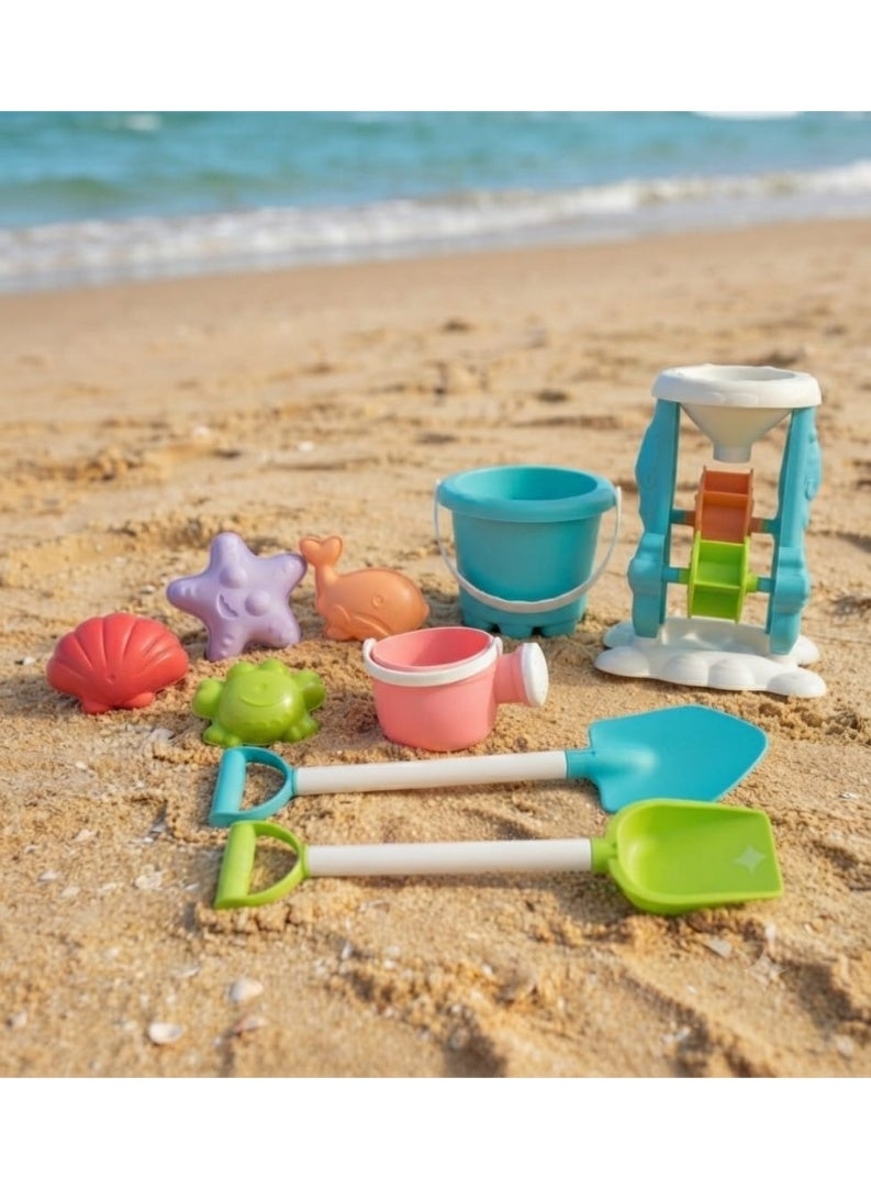 Kids Beach Sand Toys Set - Sand Bucket, Beach Cart, Sand Toys, Beach Toys, and Water Toys with Interactive Water Wheel, Shovels, and Colorful Sea Animal Molds for Outdoor Fun - Image 3