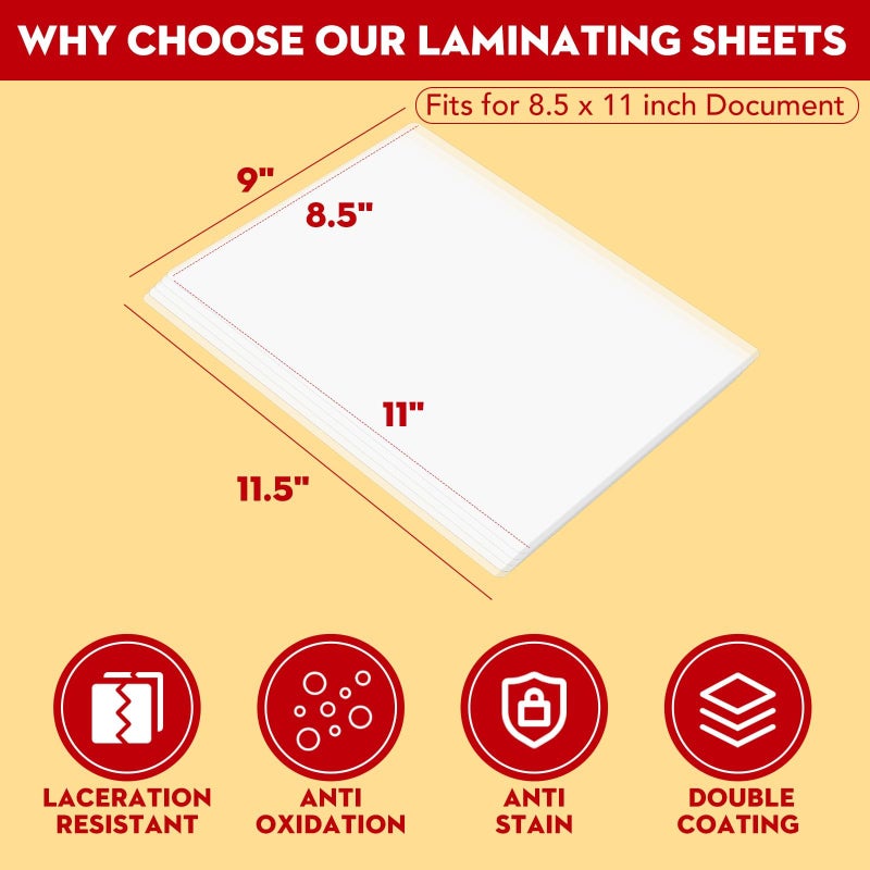 CAREGY 520 Pack Laminating Sheets, Thermal Laminating Plastic Paper Laminator Sheets,3 Mil, 9 x 11.5 Inches,Clear, Letter Size, Office and School Supplies - Image 2
