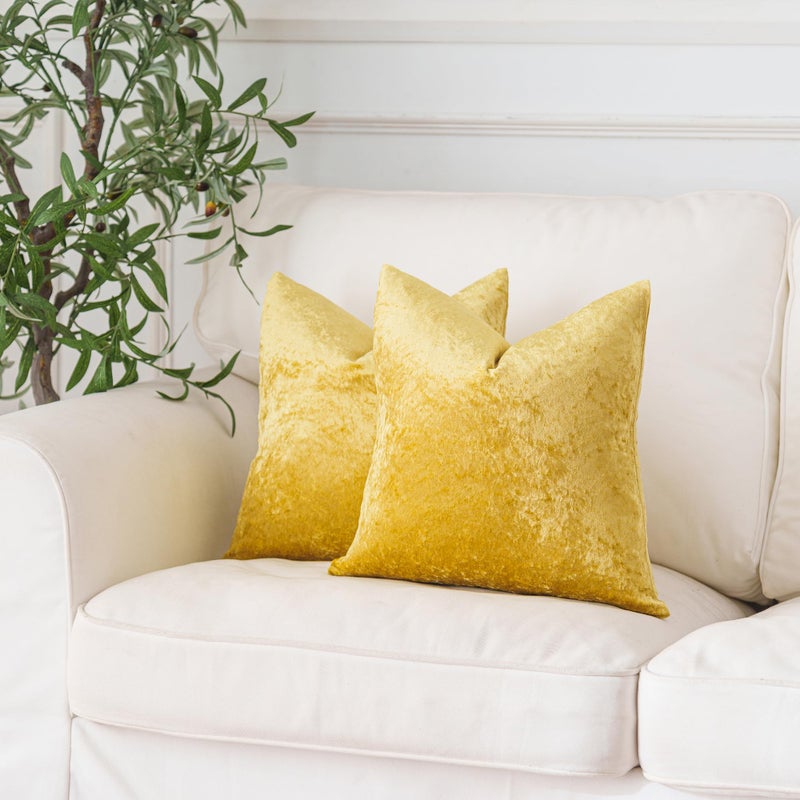 NiNi ALL Velour Throw Pillow Covers Gold 18x18 Inch Pack of 2 Decorative Luxurious Velvet Pillow Cover Glossy Pillowcase Cushion Cases for Couch Sofa and Home Decor - Image 2