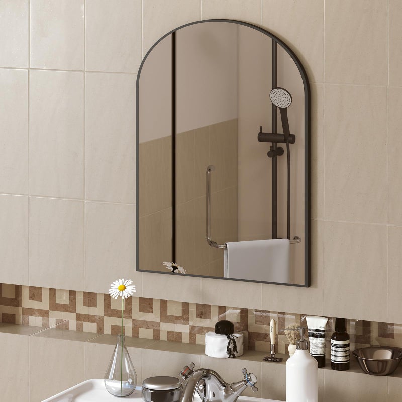 DUMOS Black Metal Arch Vanity Rounded Rectangle Bathroom Mirrors for Over Sink Wall, 21x30 Inch Large Matte Mirror, Modern Decorative for Restroom, Farmhouse - Image 1