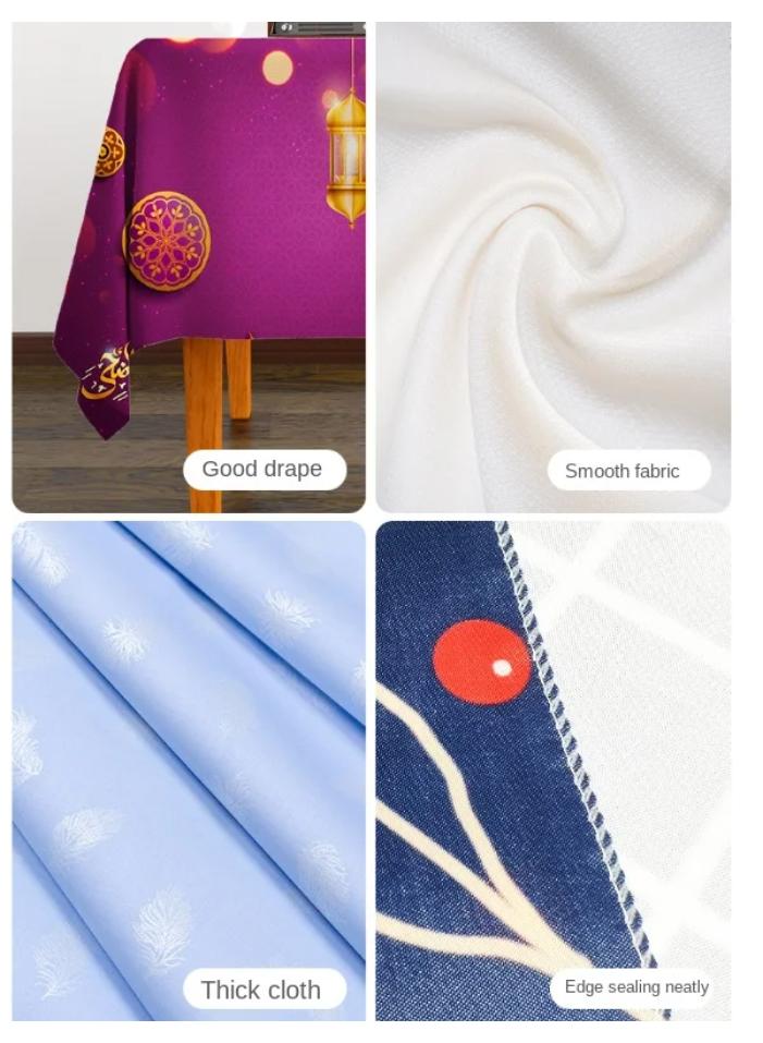 واي آند دي 70-70 سم مفرش مائدة رمضان مبارك عيد مبارك ديكور مطبخ مطعم ومطعم ومضاد للماء ومضاد للتلوث - Image 4