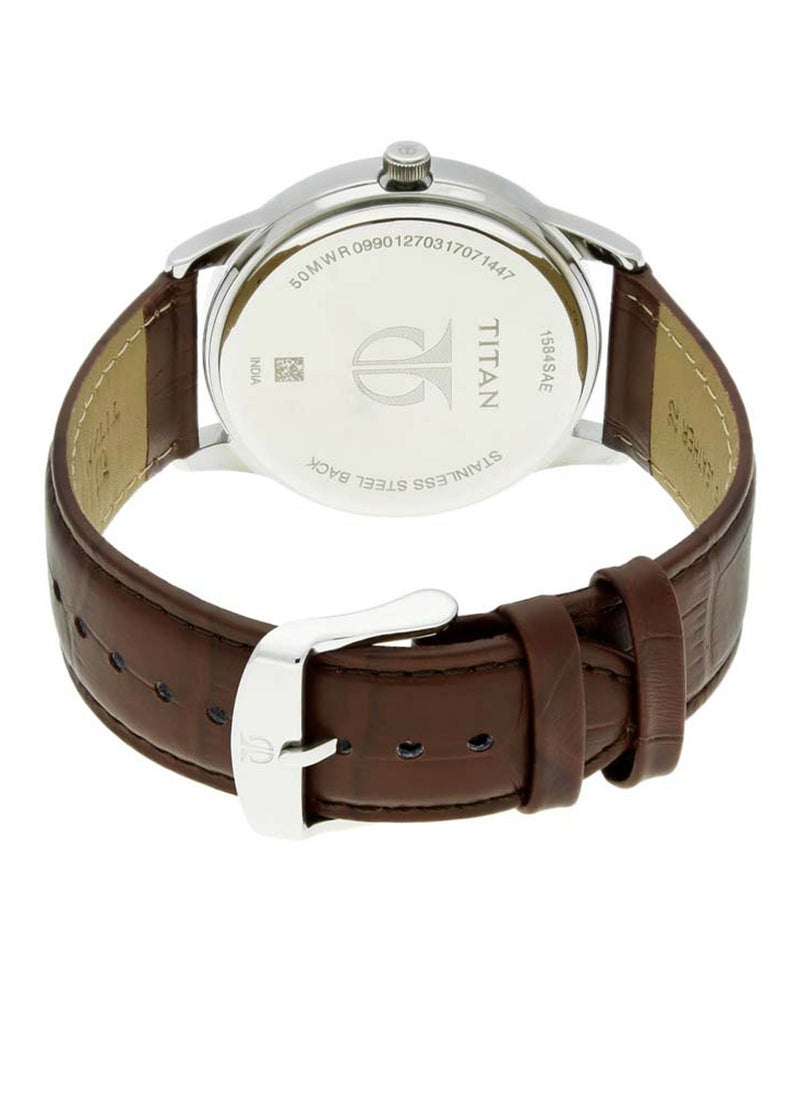TITAN - Titan Quartz Analog with Date Brown Dial Leather Strap Watch for Men - Image 1