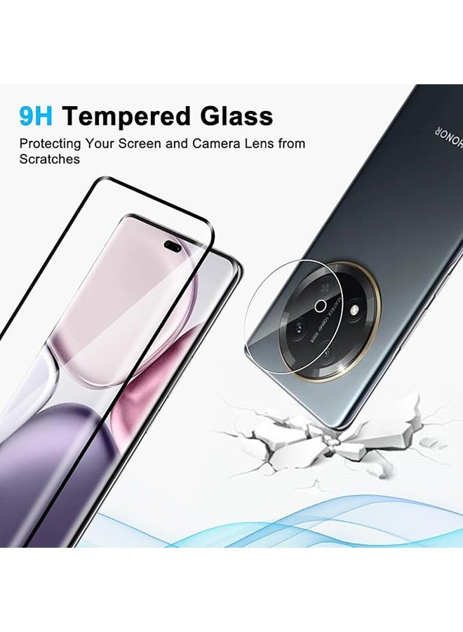 2 Pcs Honor X9C 5G Screen Protector, With 2 Pcs Camera Protective Film, 9H Tempered Glass Screen Protector for Honor X9C 5G, Premium 3D Curved Edge Guard Film, Case Friendly, Anti-Scratch Film(Edge Adhesive) - Image 4