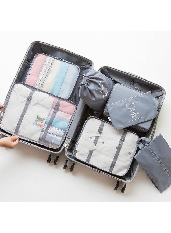 NUVERA FZE LLC Travel Organizer - Set of 7 Portable Reusable Travel Luggage for Suitcase Organizer, Storage Bag, Compression Bag, Travel Bag with Zipper (Grey) - Image 2