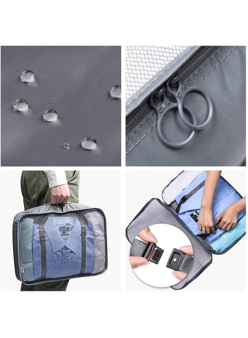 NUVERA FZE LLC Travel Organizer - Set of 7 Portable Reusable Travel Luggage for Suitcase Organizer, Storage Bag, Compression Bag, Travel Bag with Zipper (Grey) - Image 5