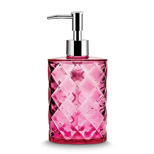 Freelance Crystal Acrylic Soap Dispenser for Wash Basin - Pink - Stylish Liquid Handwash/Hand Wash Bottle - Plastic Bathroom Lotion/Shampoo Pump Bottles for Home/Kitchen - Stronger Than Ceramic - Image 1