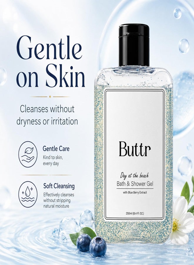Buttr Blueberry Body Wash Gel for Deep Cleansing & Hydrated Skin | With Aloe Vera & Vitamin E | Soap-Free Shower Gel Suitable for All Skin Types, Women & Men | 250ml - Image 5